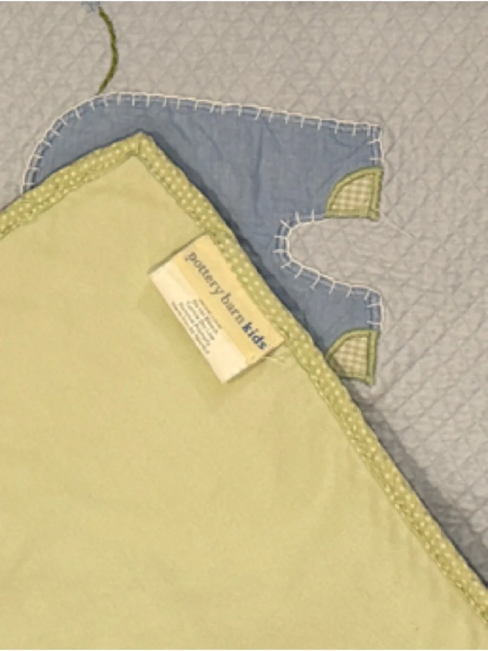 Pottery Barn Kids Blue and Green Elephant Baby Quilt